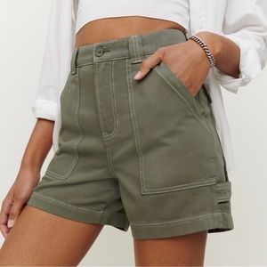 NWT Reformation Pierce Utility Shorts in Size 25 in Army